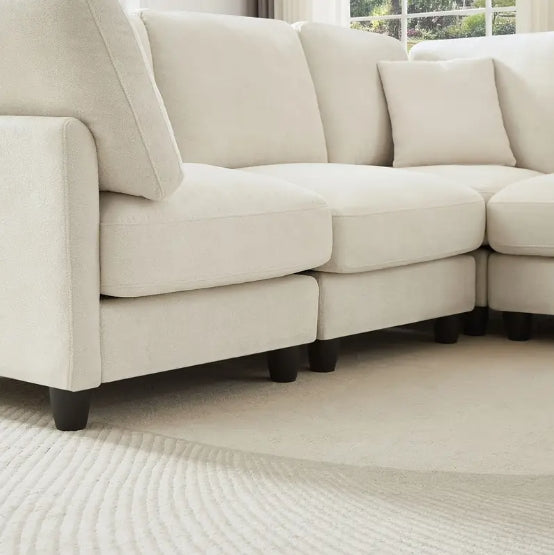 [Soft Fabric Sofa] 7pcs Soft and Comfortable L-shaped Fabric Sofa - Free Combination, Suitable for Living Room, Bedroom, Hotel Lobby, Office Reception and Other Scenes