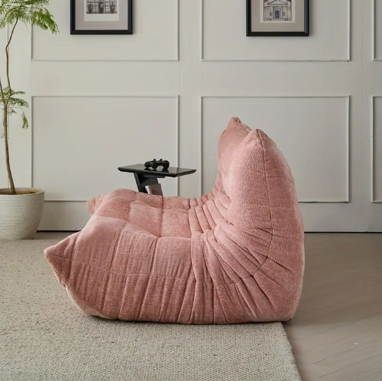 1pc Modern Chenille Double Tatami Lazy Sofa - Versatile For Living Room, Bedroom, Office - No Assembly Required, Green/Pink/Caramel