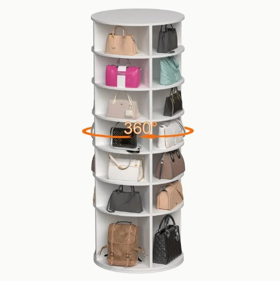 Rotating Shoe Rack Tower, 7-Tier Spinning Shoe Rack, Free Standing 360° Revolving Shoe Organizer, High Bottom Design Shoe Tower Spinning Storage Lazy Susany