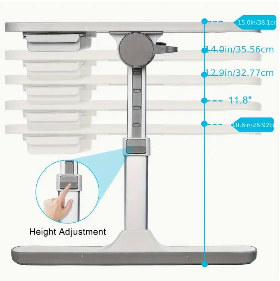 [Adjustable Laptop Bed Tray] Adjustable Laptop Stand Bed Tray Table - Portable Desk with USB/Light/Fan/Drawer for Bed/Couch/Sofa/Reading/Writing