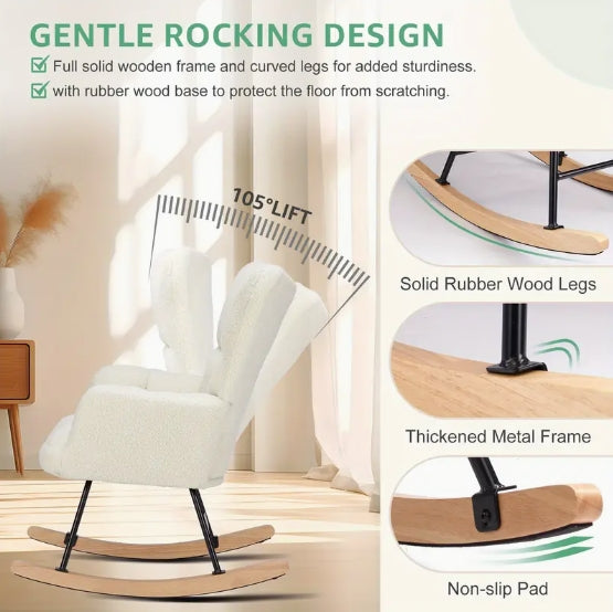 [Rocking Chair Sofa] 1pc Single Rocking Chair Sofa - Suitable for Home Leisure and Storage - Ideal for Apartments, Bedrooms, Living Rooms