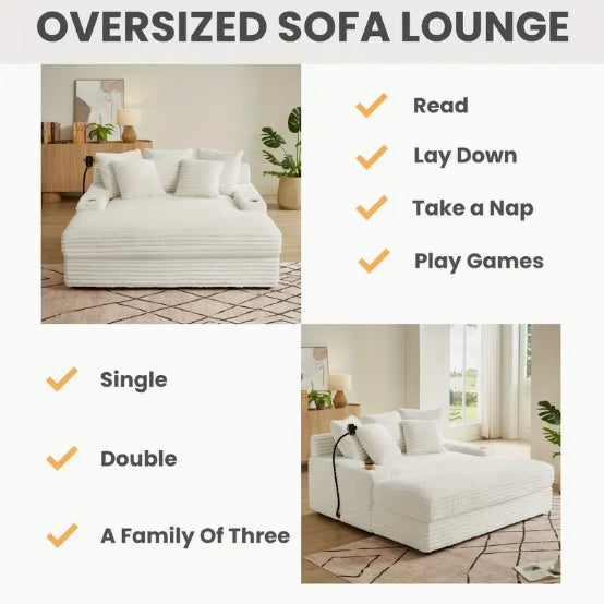64'' Sofa Bed Corduroy Fabric Loveseat, Compression Sofa For Room, Living Room, Apartment