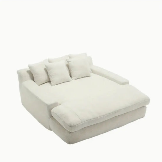 Chenille 2-seater lazy sofa With 5 back pillows, Comfy Sofa- Deep Seat Couch for Living Room, Club (White)