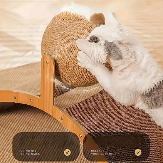 [Wooden Ferris Wheel Cat Scratcher] Durable Wooden Ferris Wheel Cat Scratcher - Interactive Cat Play Furniture - Essential Pet Accessory