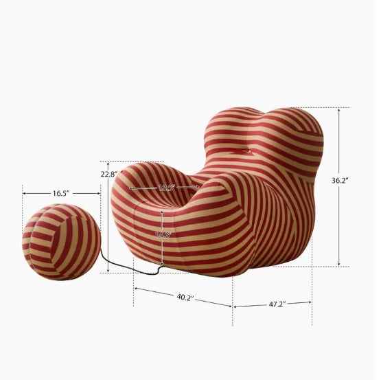1pc Modern Living Room Round Curved Elastic Striped Chair, Comfortable Armchair Lazy Sofa Chair, Casual Cushioned Single Sofa Chair With Foot
