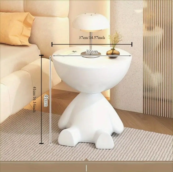 [Elegant Side Table] 1pc Modern Round Side Table - Compact Storage Stool, Minimalist Design, White Elegant Shape, Durable Construction, Perfect for Small Spaces