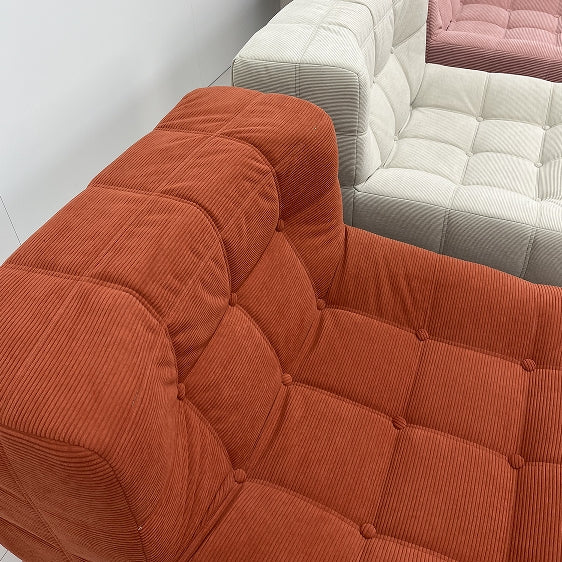 Corduroy Waffle Square Sofa Chair, 35D Pure Density Compressed High Resilience Foam, Modern Simple Lazy Sofa Living Room Bedroom Balcony