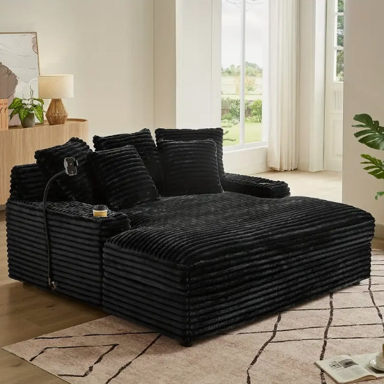 64'' Sofa Bed Corduroy Fabric Loveseat, Compression Sofa For Room, Living Room, Apartment