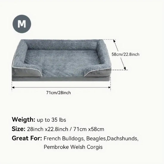 [Orthopedic Dog Sofa Bed] Large Orthopedic Egg Foam Dog Bed - Removable, Waterproof, Handrail, Non-Sliding Bottom - Pet Sofa for All Seasons
