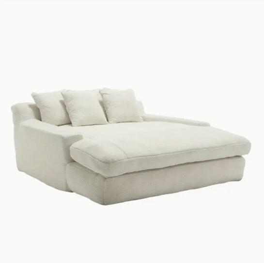 Chenille 2-seater lazy sofa With 5 back pillows, Comfy Sofa- Deep Seat Couch for Living Room, Club (White)