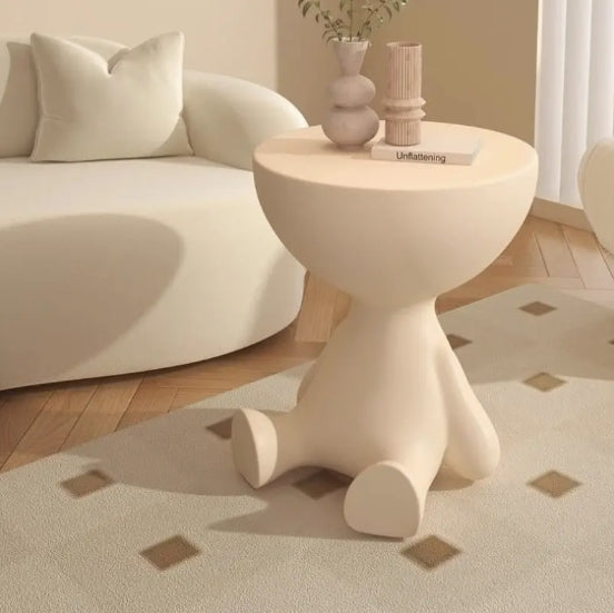 [Elegant Side Table] 1pc Modern Round Side Table - Compact Storage Stool, Minimalist Design, White Elegant Shape, Durable Construction, Perfect for Small Spaces