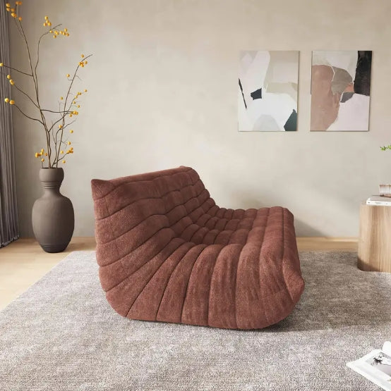 1pc Modern Chenille Double Tatami Lazy Sofa - Versatile For Living Room, Bedroom, Office - No Assembly Required, Green/Pink/Caramel