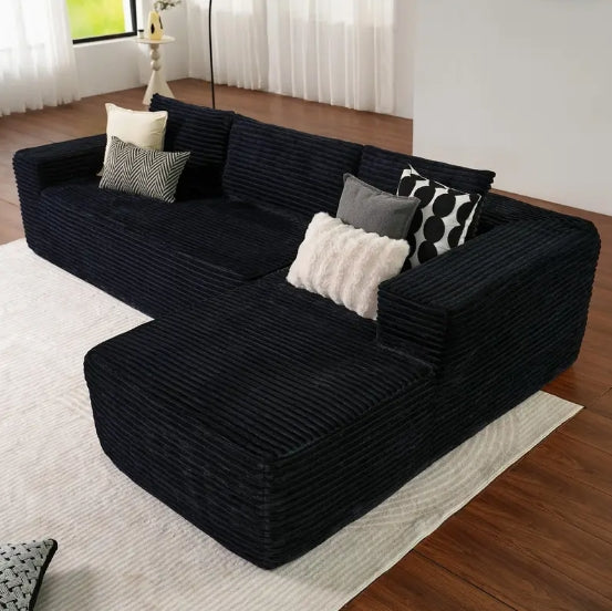 Modular Sectional Sofa Couch Boneless sofa,L-Shape Upholstered Cloud Couch,Modern Minimalist Couches for Living Room,Free Combination Deep Seat Corner Couch, Corduroy
