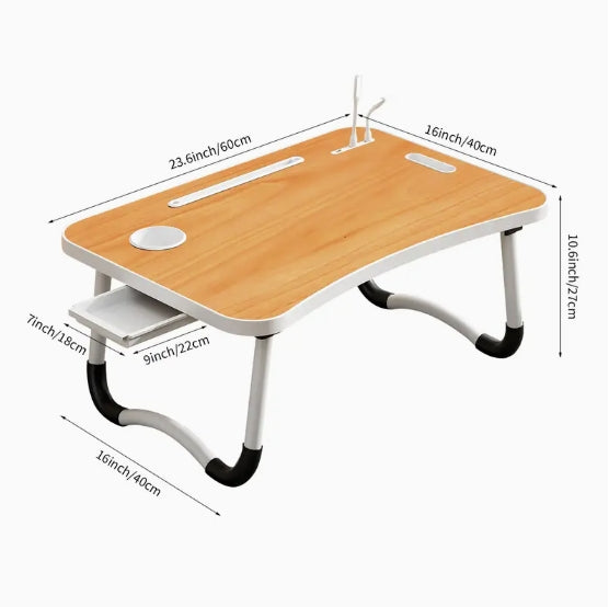 Ultra Large Portable Laptop Bed Table - Multi functional tray holder with cup holder and drawer, USB, fan, and light - Perfect for eating, reading, and writing on beds, sofas, floors