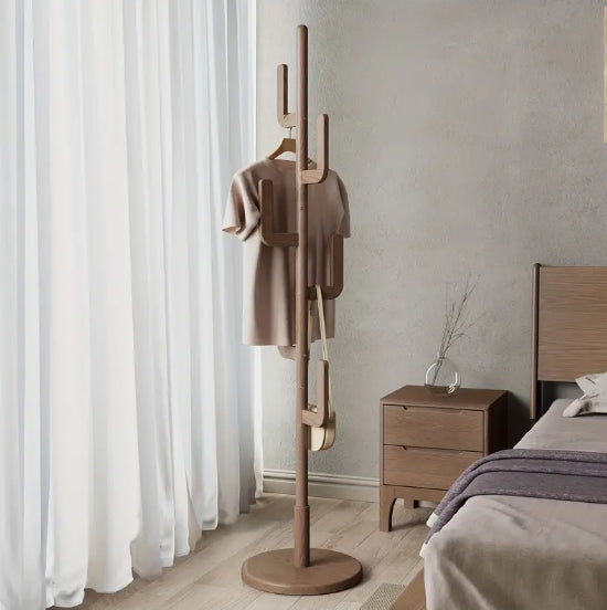 Coat Rack, Solid Wood Cactus Coat Rack Stand, Freestanding Coat Rack With 1.59 gal-shaped Hooks And 3 Adjustable Sizes, Sturdy And Easy To Assemble Coat Tree For Entryway, Bedroom