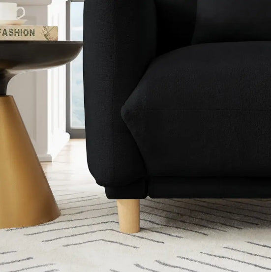 [Soft Cushion Chair] Soft Single Seat Cushion Chair, Filled with Sponge, 1pc - Comes with 1 Pillow, Wooden Leg Design, Leisure/Office