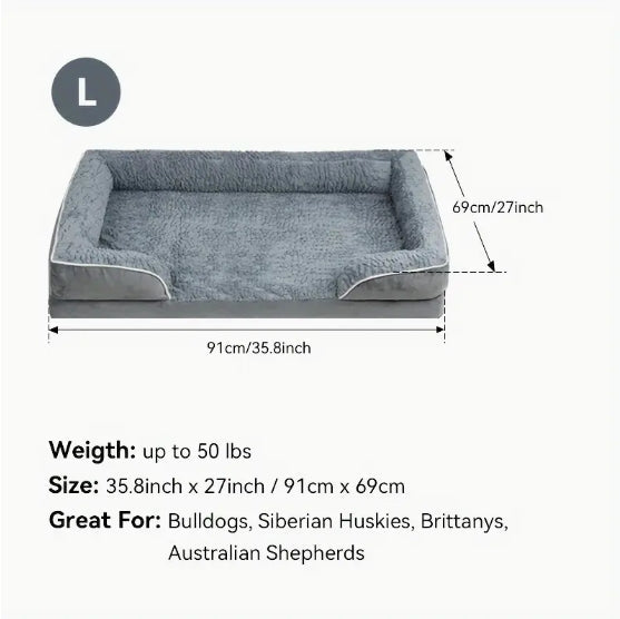 [Orthopedic Dog Sofa Bed] Large Orthopedic Egg Foam Dog Bed - Removable, Waterproof, Handrail, Non-Sliding Bottom - Pet Sofa for All Seasons