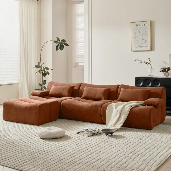 3-seater modular free combination sofa, 108-inch L-shaped deep seat combination cloud sofa
