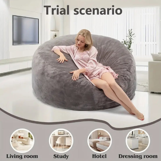 [Memory Foam Bean Bag] Memory Foam Furniture Bean Bag Chair - U-shaped Pillow, Throw Pillow Blanket, Three Freebies - Big Sofa With Soft Micro Fiber Cover