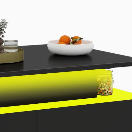 Lift Top Coffee Table, Coffee Table with Storages for Living Room, Rectangular Coffee Tables with 4 Spacious Drawers, Modern Coffee Table with LED Light