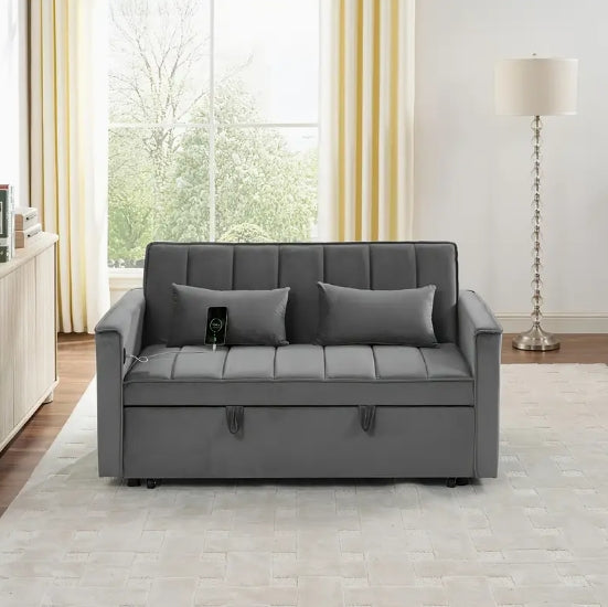 54.33 Inch Multifunctional Foldable Sofa Bed, Available In Three Lengths, Modern Velvet Sofa Bed With Adjustable Back Support