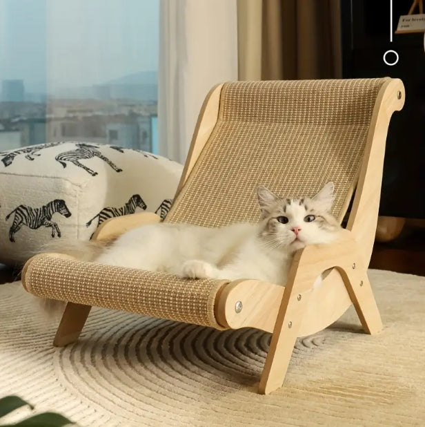 [Durable Cat Hammock & Scratcher] 2-in-1 Durable Cat Hammock & Scratcher - Jute Rope, No Shredding, All-Season Pet Lounge Chair