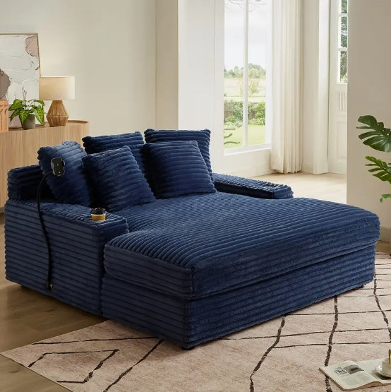 64'' Sofa Bed Corduroy Fabric Loveseat, Compression Sofa For Room, Living Room, Apartment