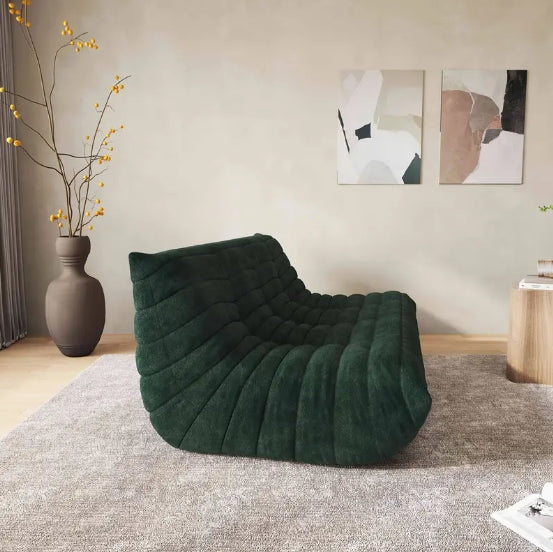 1pc Modern Chenille Double Tatami Lazy Sofa - Versatile For Living Room, Bedroom, Office - No Assembly Required, Green/Pink/Caramel