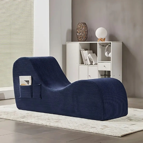 [Modern Leisure Chair] Modern Adjustable Leisure Chair - Memory Foam Cushion, Blue, Textured Upholstery, Versatile Sofa Bed for Exercise, Entertainment, and Living Room Comfort