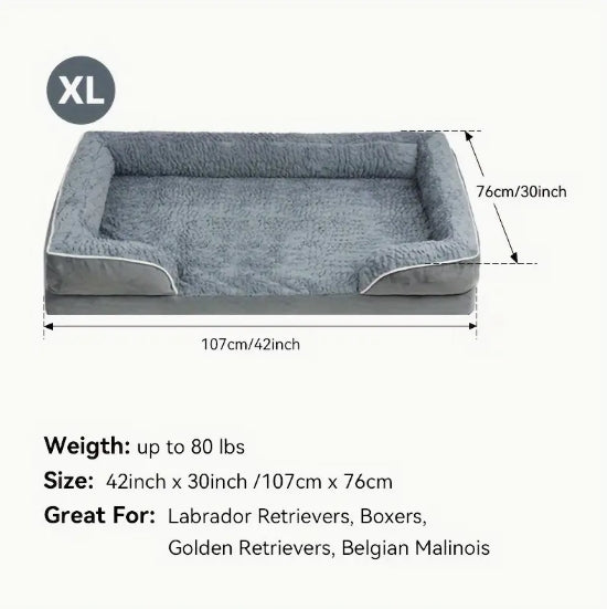 [Orthopedic Dog Sofa Bed] Large Orthopedic Egg Foam Dog Bed - Removable, Waterproof, Handrail, Non-Sliding Bottom - Pet Sofa for All Seasons