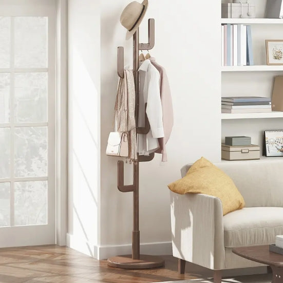 Coat Rack, Solid Wood Cactus Coat Rack Stand, Freestanding Coat Rack With 1.59 gal-shaped Hooks And 3 Adjustable Sizes, Sturdy And Easy To Assemble Coat Tree For Entryway, Bedroom
