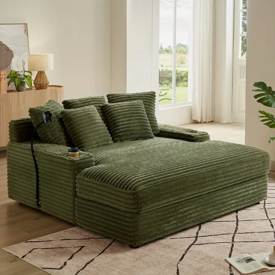 64'' Sofa Bed Corduroy Fabric Loveseat, Compression Sofa For Room, Living Room, Apartment