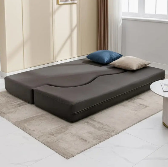 Queen Size Convertible Sofa Bed - Memory Foam Fold-Out Couch with Washable Leathaire Cover, Modern Dark Gray Design for Living Room & Guest Room