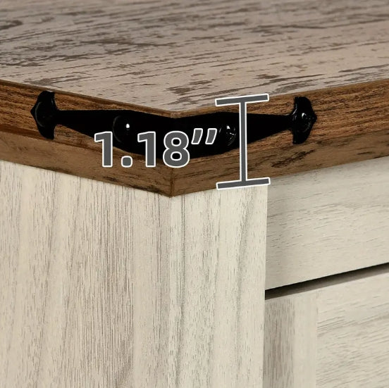 29" Bedside Table Bedroom Rustic Wooden Desk with 3 Drawers Storage Cabinet Charging Station