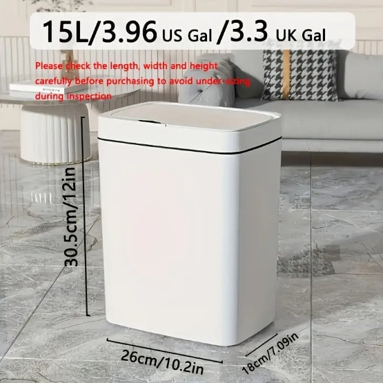 Large-capacity Household Smart Trash Can, 3.96/4.76 Gallons, Battery Powered, Non-Waterproof, Shock-resistant, Floor Mount, Multi-purpose, Automatic Kicking Induction, Knee Induction, Intelligent Mute
