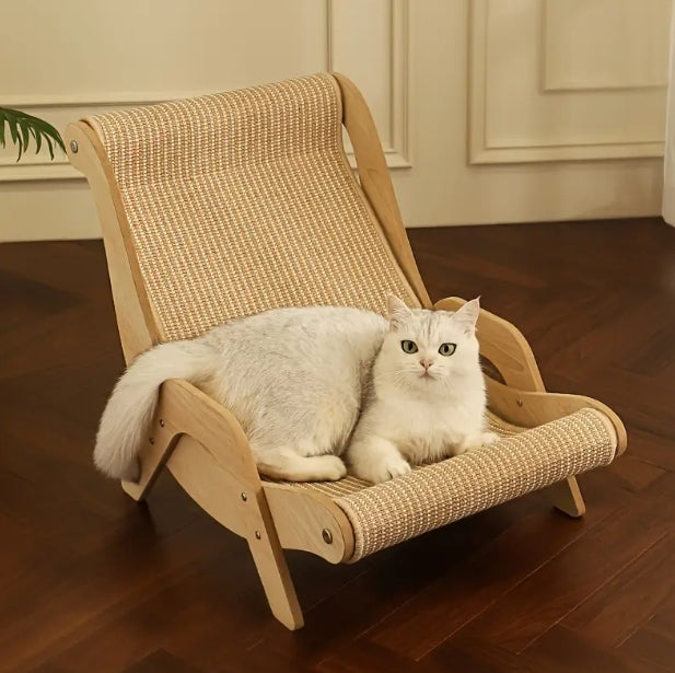 [Durable Cat Hammock & Scratcher] 2-in-1 Durable Cat Hammock & Scratcher - Jute Rope, No Shredding, All-Season Pet Lounge Chair