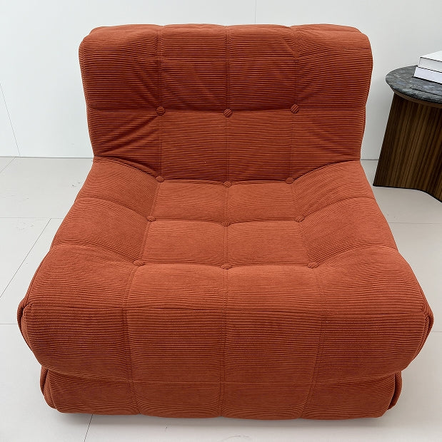 Corduroy Waffle Square Sofa Chair, 35D Pure Density Compressed High Resilience Foam, Modern Simple Lazy Sofa Living Room Bedroom Balcony