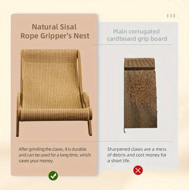 [Durable Cat Hammock & Scratcher] 2-in-1 Durable Cat Hammock & Scratcher - Jute Rope, No Shredding, All-Season Pet Lounge Chair