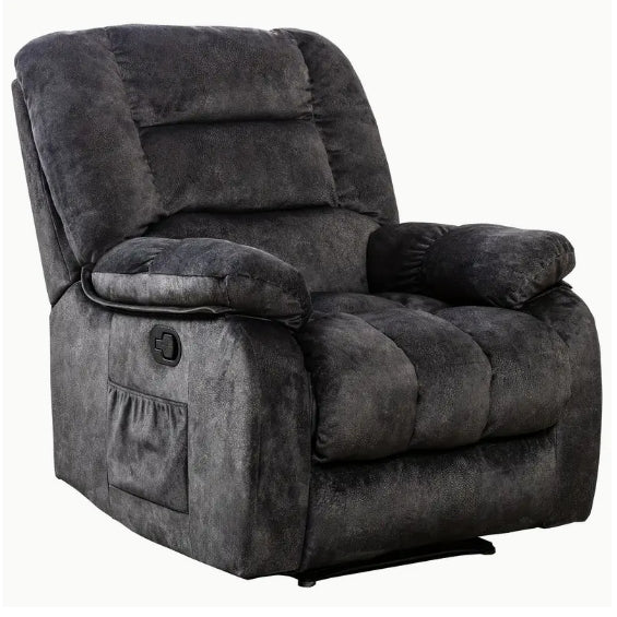 Large Recliner Wide Manual Recliner for Seniors Fabric Living Room Upholstered Adult Recliner, Elderly Lounge Chair Recliner with Heating and Massage Living Room Recliner Manual Recliner with Side Pockets and USB Charging Ports and Remote Controls