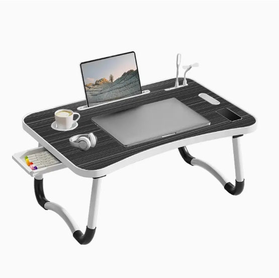 Ultra Large Portable Laptop Bed Table - Multi functional tray holder with cup holder and drawer, USB, fan, and light - Perfect for eating, reading, and writing on beds, sofas, floors