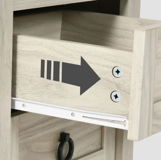 29" Bedside Table Bedroom Rustic Wooden Desk with 3 Drawers Storage Cabinet Charging Station