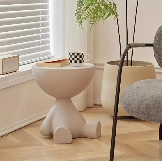 [Elegant Side Table] 1pc Modern Round Side Table - Compact Storage Stool, Minimalist Design, White Elegant Shape, Durable Construction, Perfect for Small Spaces