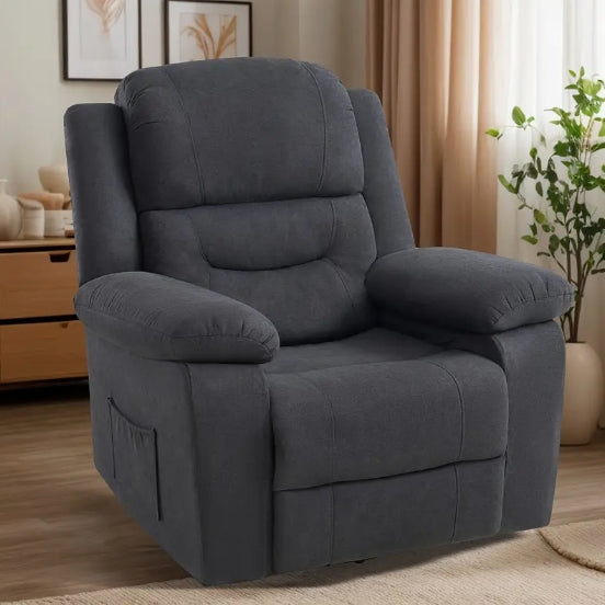 Adult Fabric Reclining Chair, Featuring Overstuffed Armrests & Backrest, Cozy Lazy Boy Sofa for Living Rooms & Home Entertainment Areas