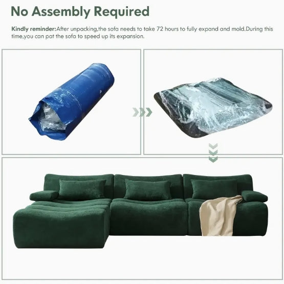 3-seater modular free combination sofa, 108-inch L-shaped deep seat combination cloud sofa