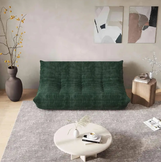 1pc Modern Chenille Double Tatami Lazy Sofa - Versatile For Living Room, Bedroom, Office - No Assembly Required, Green/Pink/Caramel
