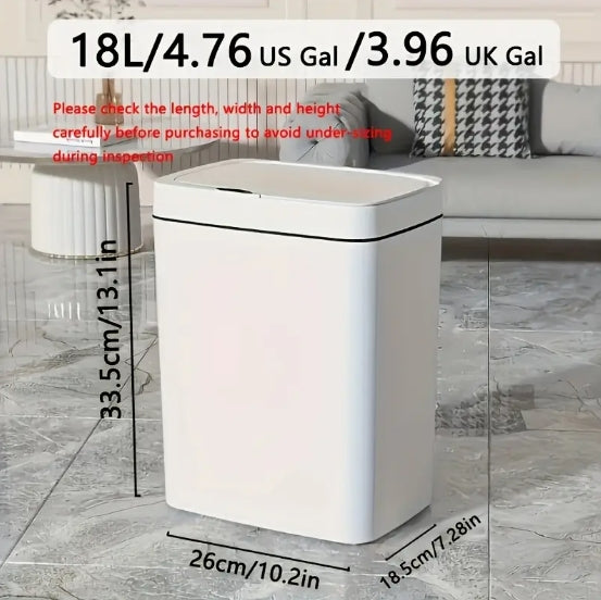 Large-capacity Household Smart Trash Can, 3.96/4.76 Gallons, Battery Powered, Non-Waterproof, Shock-resistant, Floor Mount, Multi-purpose, Automatic Kicking Induction, Knee Induction, Intelligent Mute