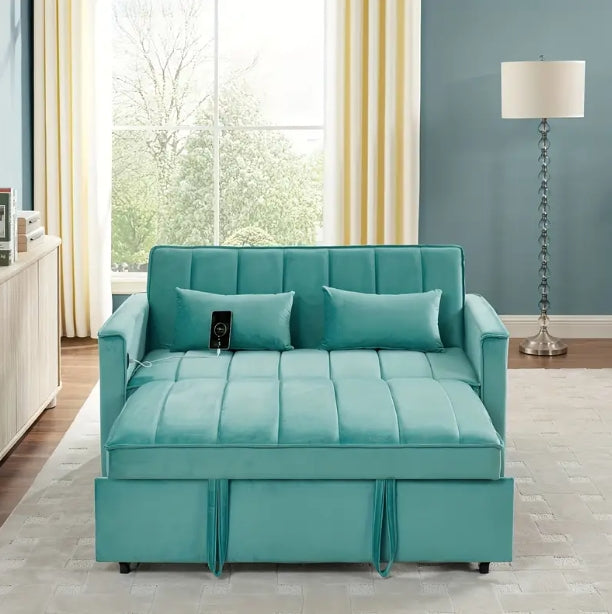 54.33 Inch Multifunctional Foldable Sofa Bed, Available In Three Lengths, Modern Velvet Sofa Bed With Adjustable Back Support