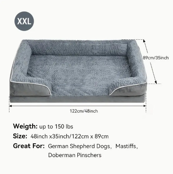 [Orthopedic Dog Sofa Bed] Large Orthopedic Egg Foam Dog Bed - Removable, Waterproof, Handrail, Non-Sliding Bottom - Pet Sofa for All Seasons