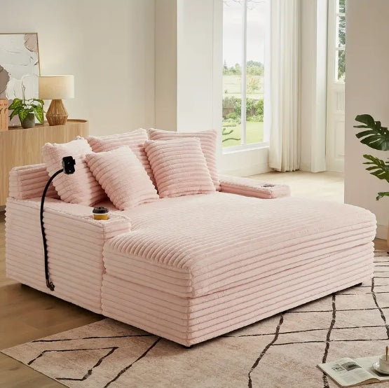 64'' Sofa Bed Corduroy Fabric Loveseat, Compression Sofa For Room, Living Room, Apartment