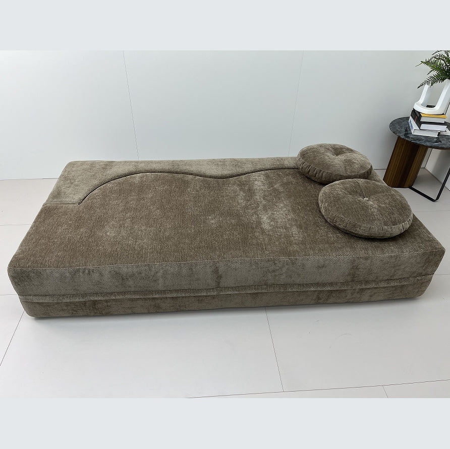 Modern Compression Sofa with 2 Pillows, 15" Full Size Folding Mattress, No Assembly Required, Ideal for Living Room, Guest Bed, and Game Room